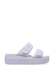 Crocs Purple Brooklyn Buckle Low Wedge Sandals - Image 1 of 5