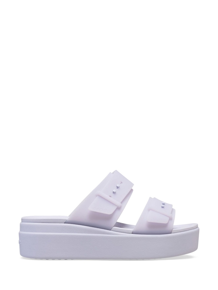 Crocs Purple Brooklyn Buckle Low Wedge Sandals - Image 1 of 5