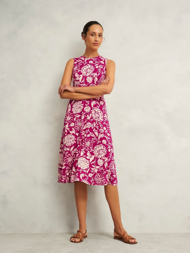 Hobbs Pink Marylise Jersey Dress - Image 1 of 4