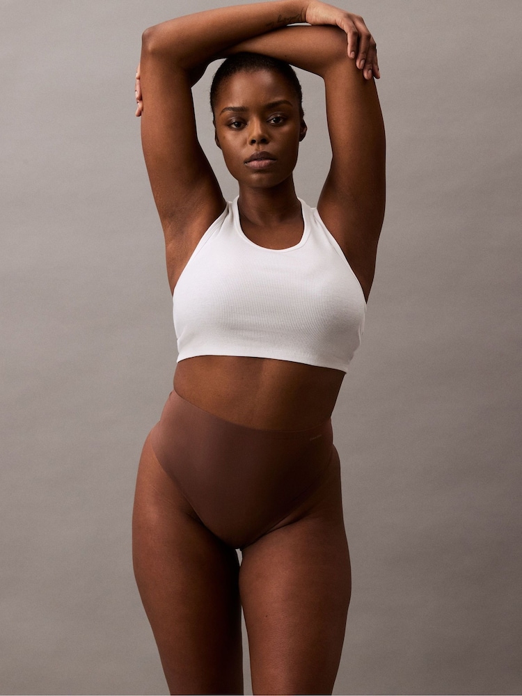 Calvin Klein Brown Stay Put Mesh Thong - Image 1 of 8