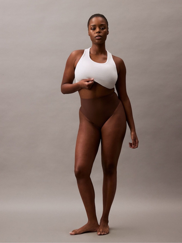 Calvin Klein Brown Stay Put Mesh Thong - Image 2 of 8