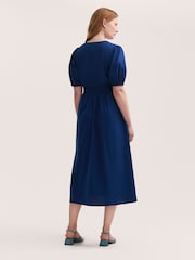 Finery Blue Addison Cotton Button Through Midi Dress - Image 4 of 4