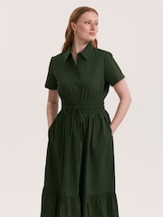 Finery Green Penny Cotton Midi Shirt Dress - Image 2 of 4