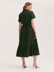 Finery Green Penny Cotton Midi Shirt Dress - Image 4 of 4