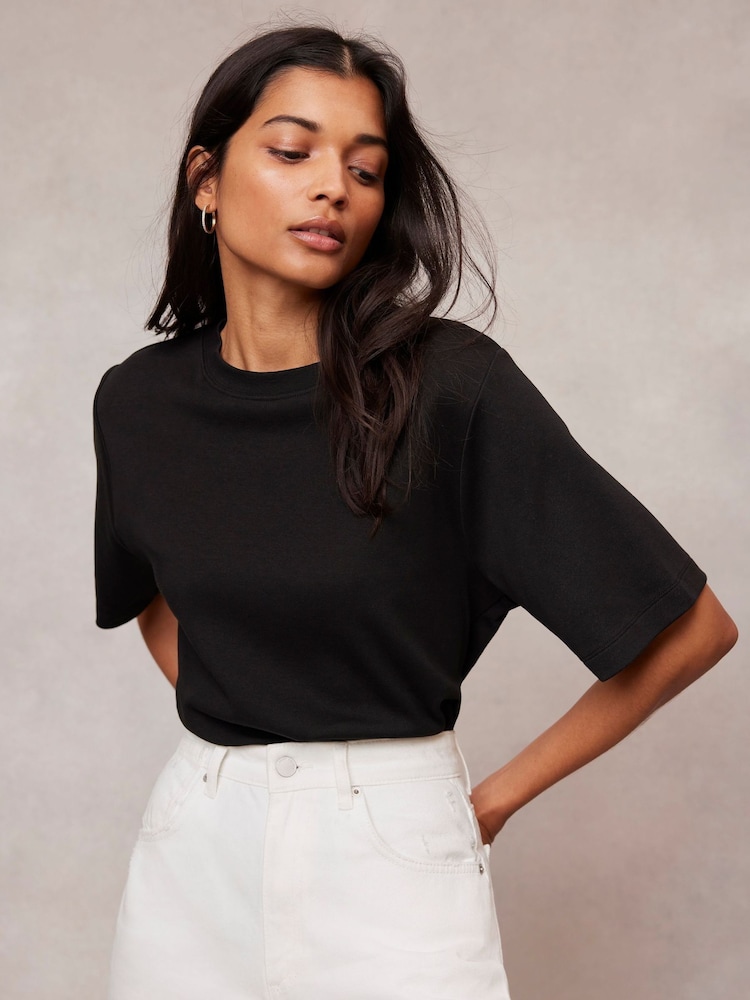 Mint Velvet Black Ultimate 100% Cotton T-Shirt - Image 1 of 4