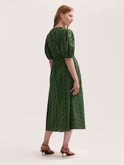 Finery Green Una Cotton Broderie Midi Dress - Image 4 of 4