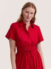 Finery Red Penny Cotton Midi Shirt Dress - Image 3 of 4