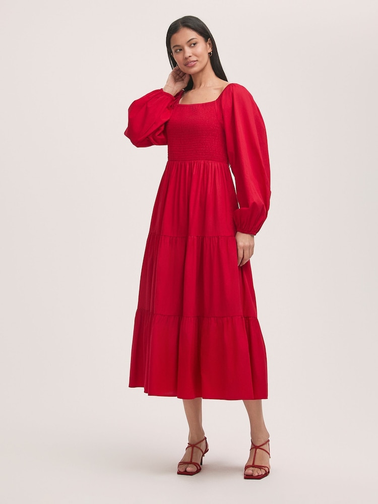 Finery Lauretta Cotton Midi Tiered Dress - Image 1 of 4