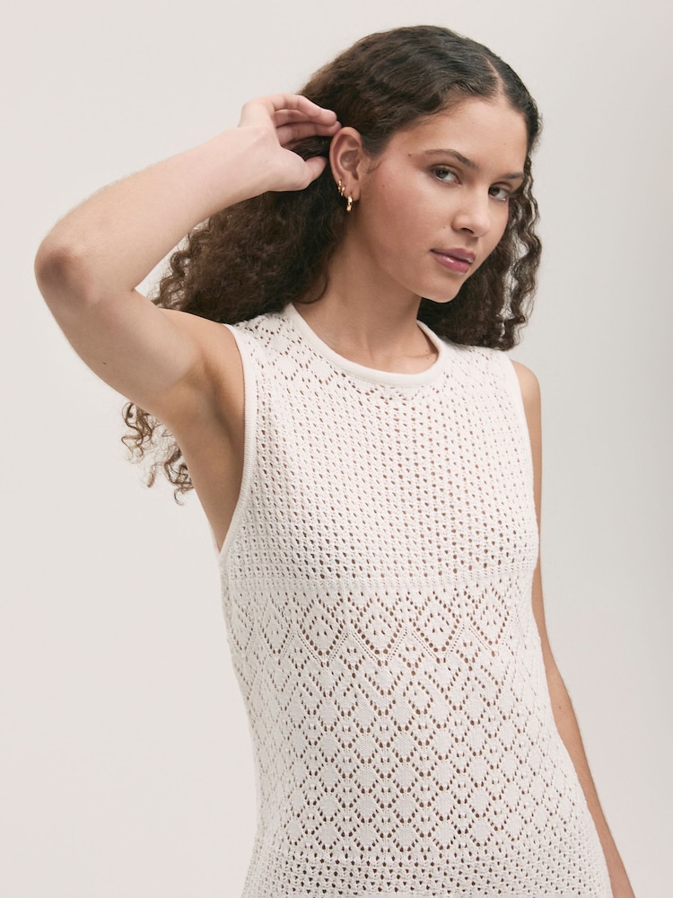 Finery White Zendaya Knitted Sleeveless Dress - Image 4 of 4