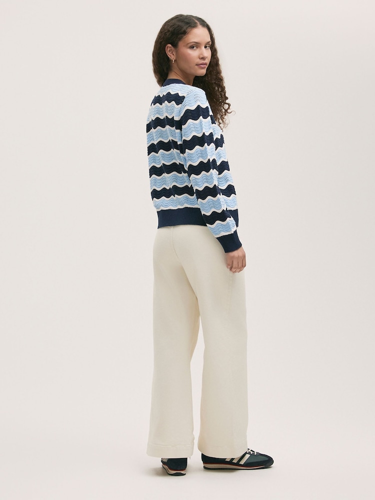 Finery Blue Kate Striped Long Sleeve Cardigan - Image 3 of 4