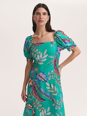 Robe mi-longue à col carré imprimée de marguerites Finery - Image 2 de 4