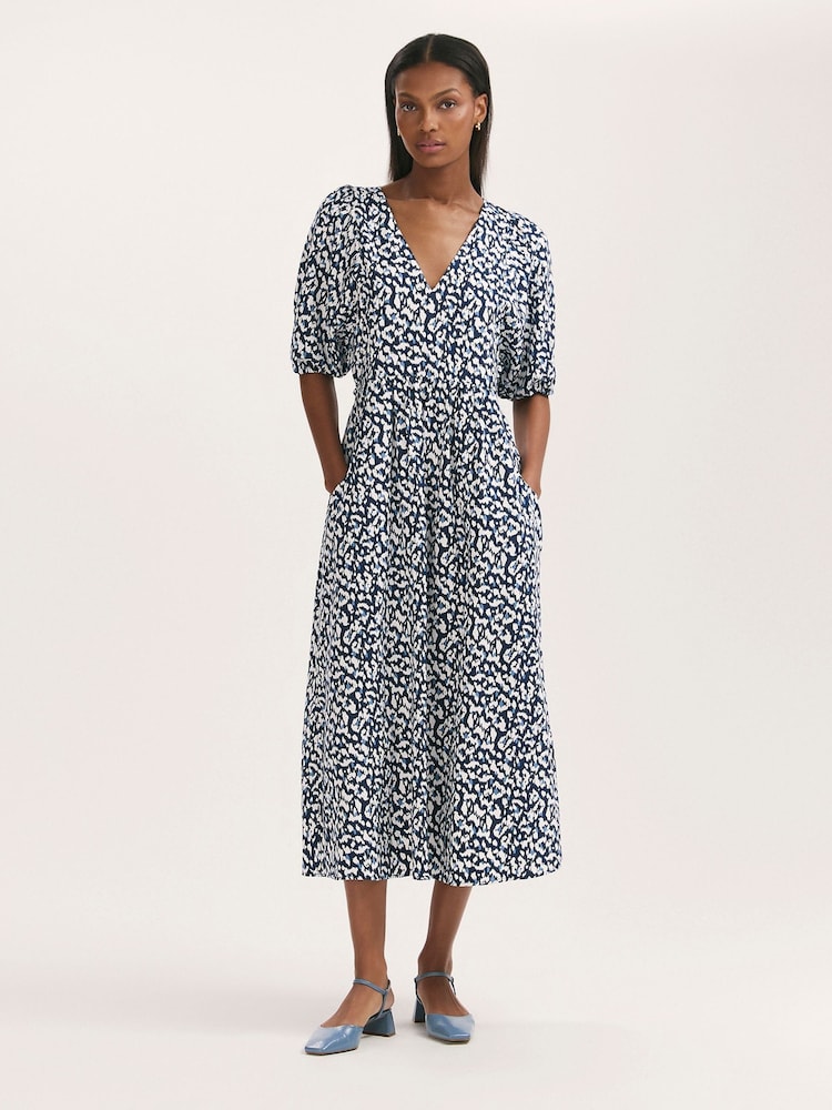Finery Katie Animal Print Cotton Blend Midi Dress - Image 1 of 4