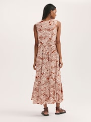 Finery Brown Larissa Printed Tie Front Midi Dress - Image 2 of 4