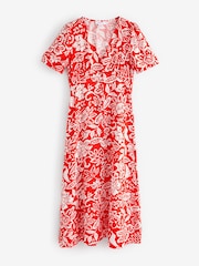 Finery Red Martina Floral Print Button Through Midi Dress - Image 5 of 5