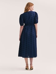 Finery Blue Una Cotton Broderie Midi Dress - Image 4 of 4