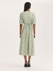 Finery Green Katie Animal Print Cotton Blend Midi Dress - Image 4 of 4