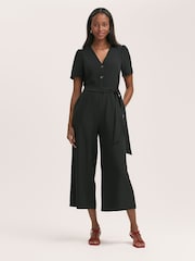 Finery Black Uma Crepe Short Sleeve Jumpsuit - Image 1 of 4