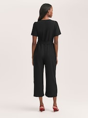 Finery Black Uma Crepe Short Sleeve Jumpsuit - Image 4 of 4