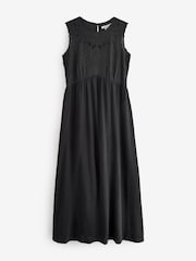 Finery Black Liberte Embroidered Cotton Jersey Midi Dress - Image 1 of 1