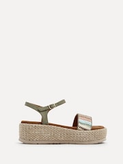 Linzi Green Multicoloured Front Strap Raffia Flatform Sandals - Image 2 of 5