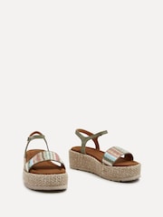 Linzi Green Multicoloured Front Strap Raffia Flatform Sandals - Image 3 of 5