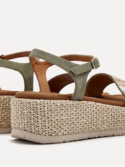 Linzi Green Multicoloured Front Strap Raffia Flatform Sandals - Image 5 of 5
