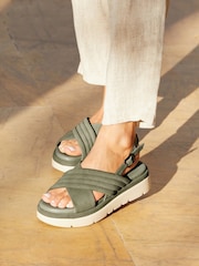 Linzi Green Padded Shae Padded Crossover Flatform Sandals - Image 1 of 5