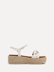 Linzi Nude Twist Plaited Front Strap Raffia Flatform Sandals - Image 3 of 6