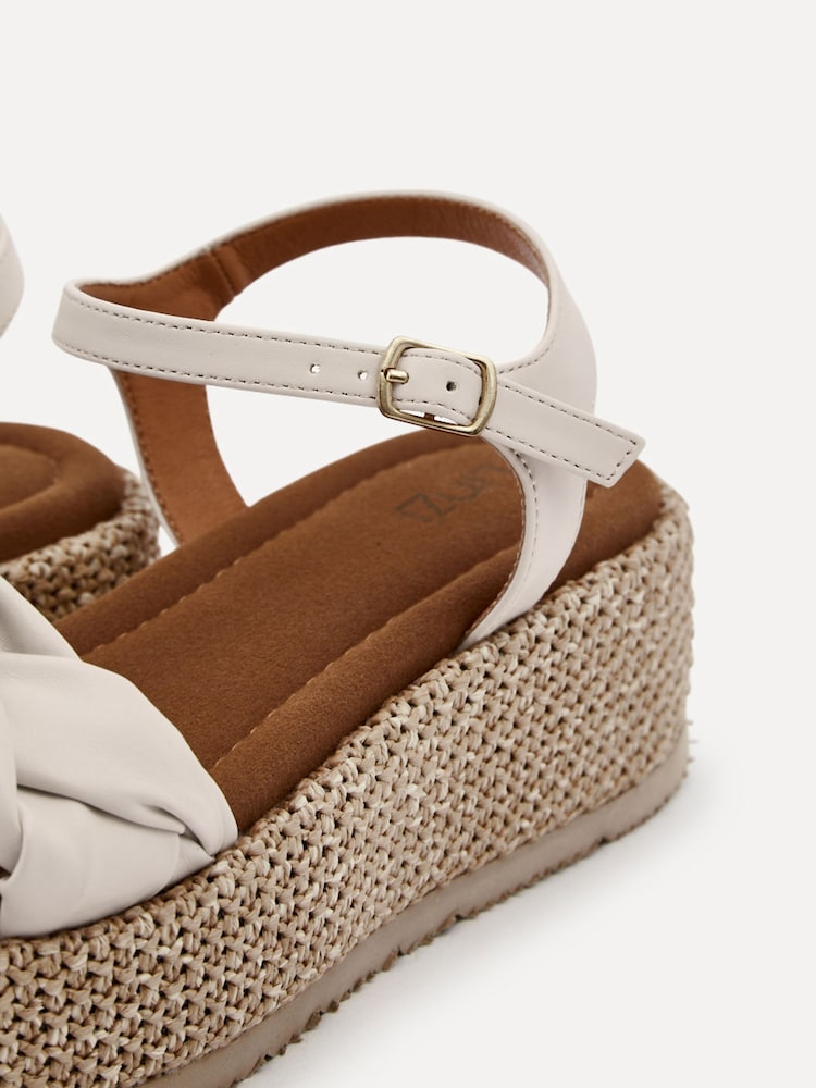 Linzi Nude Twist Plaited Front Strap Raffia Flatform Sandals - Image 6 of 6
