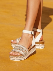 Linzi Boheme Flatform Sandals With Embellished And Sequin Front Strap - Imagen 1 de 5
