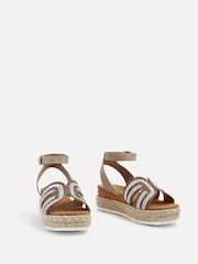 Linzi Natural River Espadrille Inspired Platform Wedges With Embellished Strap - Image 3 of 5