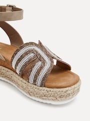 Linzi Natural River Espadrille Inspired Platform Wedges With Embellished Strap - Image 4 of 5