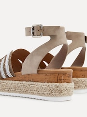 Linzi Natural River Espadrille Inspired Platform Wedges With Embellished Strap - Image 5 of 5