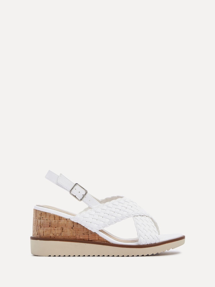 Linzi White Delta Slingback Wedges With Cross-Over Front Strap - Image 2 of 5