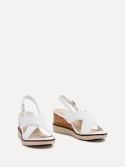 Linzi White Delta Slingback Wedges With Cross-Over Front Strap - Image 3 of 5