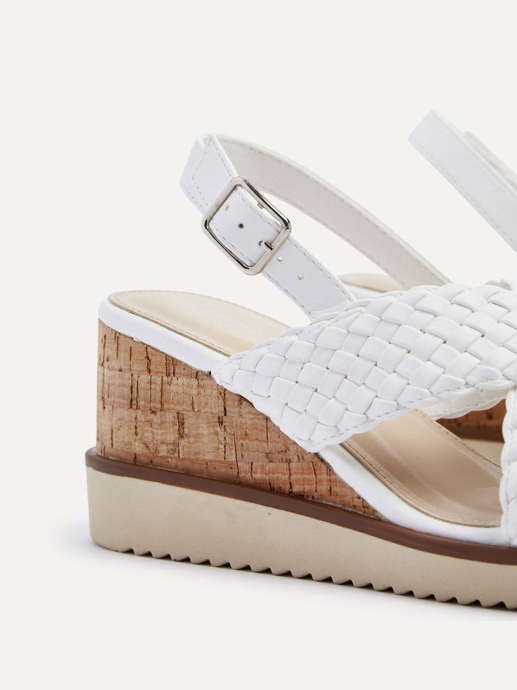 Linzi White Delta Slingback Wedges With Cross-Over Front Strap - Image 5 of 5