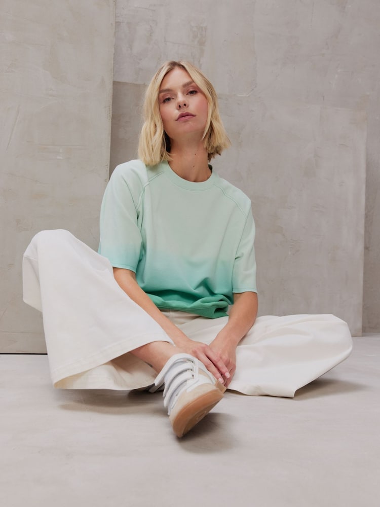 Smith & Soul Green Short Sleeve Dip Dye Sweatshirt - Image 1 of 4