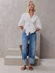 Smith & Soul White Cotton Blouse With Knot Tie - Image 1 of 5