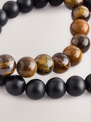 Brown Tigers Eye Sretch Bead Bracelet - Image 3 of 3