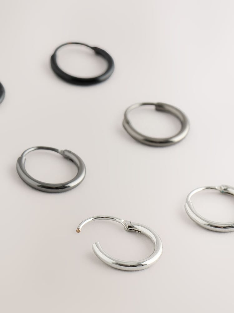Silberfarben - Mixed Metal Hoop Earrings Pack - Bild 2 von 3