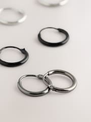 Silberfarben - Mixed Metal Hoop Earrings Pack - Bild 3 von 3