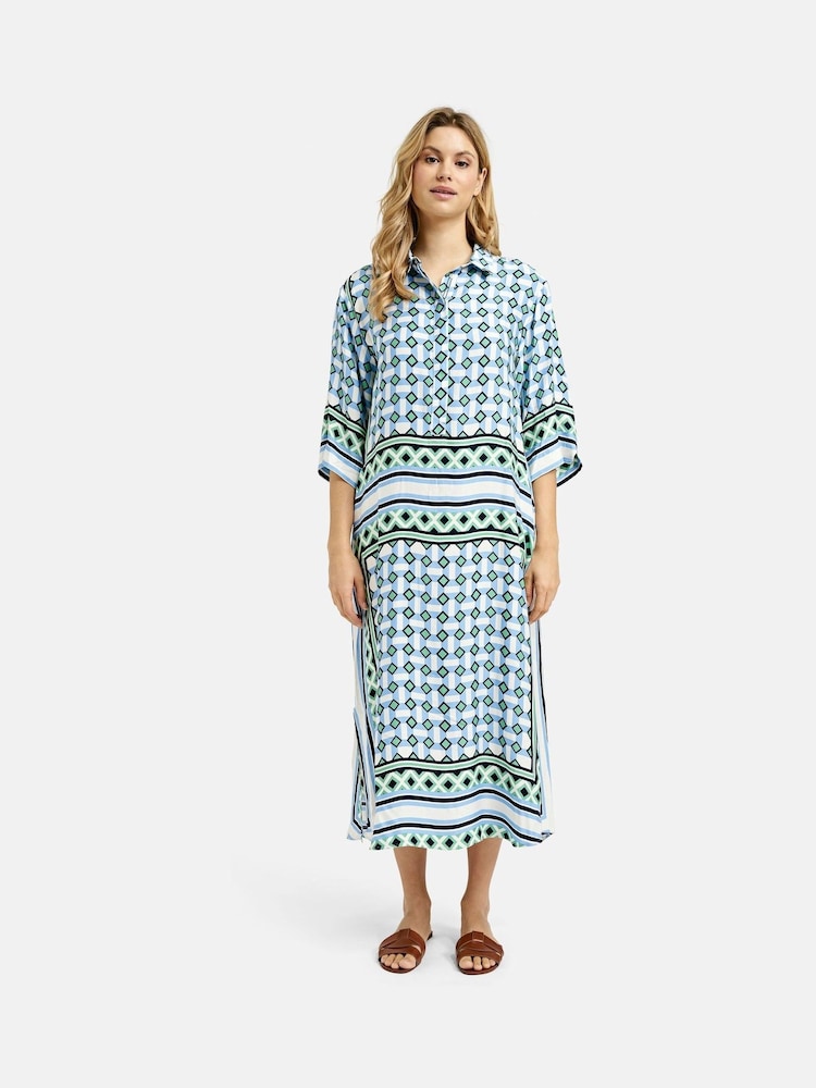 Smith & Soul Blue Tile Print Dress - Image 2 of 5 Smith & Soul Blue Tile Print Dress - Image 2 of 5
