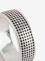 Silver Tone Checker Band Ring - Image 4 of 5