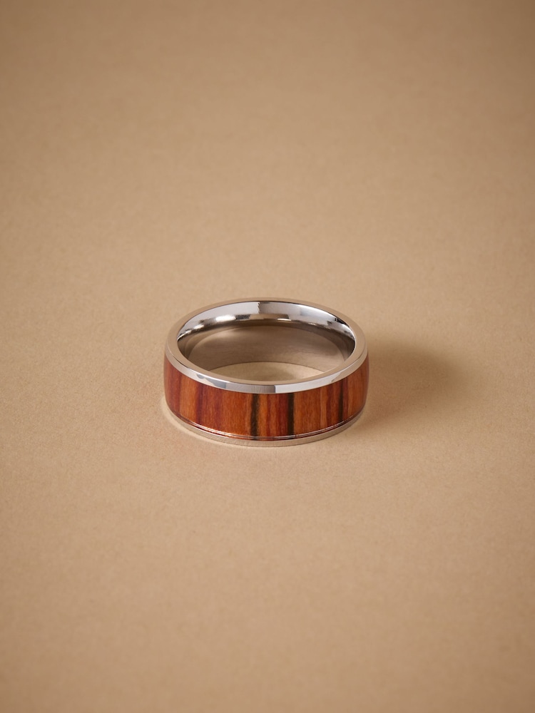 Silver Tone Stainless Steel Band Detail Ring - Image 1 of 4