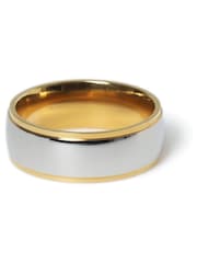 Silver Tone Stainless Steel Two Tone Band Ring - Image 1 of 2