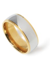Silver Tone Stainless Steel Two Tone Band Ring - Image 2 of 2