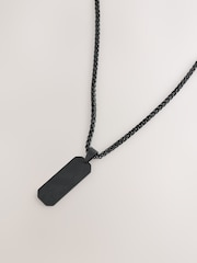 Black Dog Tag Pendant Necklace - Image 1 of 3
