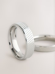 Silver Tone Stainless Steel Etched Band Ring Pack - Image 2 of 3