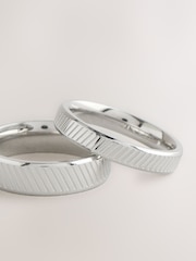 Silver Tone Stainless Steel Etched Band Ring Pack - Image 3 of 3