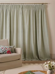 Blue/Green Stripe Pencil Pleat Curtains - Image 3 of 5